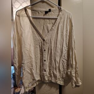 Brand is Insite off-white long sleeve button-down v-neck size 8 shirt